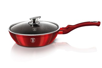 Pánev Berlingerhaus hluboká s mramorovým povrchem a poklicí 24 cm Burgundy Metallic Line BH-1259 Pánev Berlingerhaus hluboká s mramorovým povrchem a poklicí 24 cm Burgundy Metallic Line BH-1259