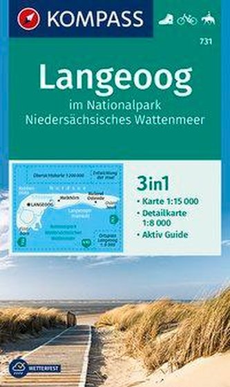 KOMPASS Wanderkarte Langeoog im Nationalpark Niedersächsisches Wattenmeer 1:15 000