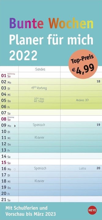 Bunte Wochen Planer für mich - Kalender 2022