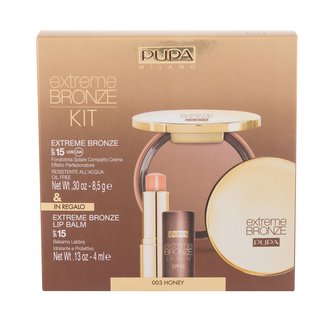 Pupa Extreme Bronze kompaktní make-up krém Extreme Bronze Foundation Waterproof SPF15 8,5 g + balzám na rty Extreme Bronze Lip Balm SPF15 4 ml