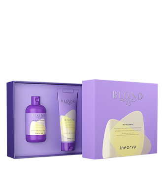 Inebrya BLONDESSE No-Yellow šampon proti žlutým odleskům na blond, odbarvené nebo šedé vlasy 300ml + maska proti žlutým odleskům na blond, odbarvené nebo šedé vlasy 250ml dárková sada