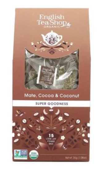 English Tea Shop Pyramidové čaje Mate, kakao a kokos bio, 15 pyramidek