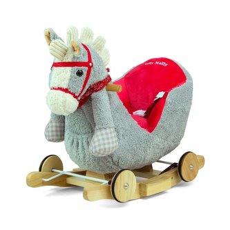 Houpací koník s melodií a kolečky Milly Mally Polly šedo-červený Houpací koník s melodií a kolečky Milly Mally Polly šedo-červený