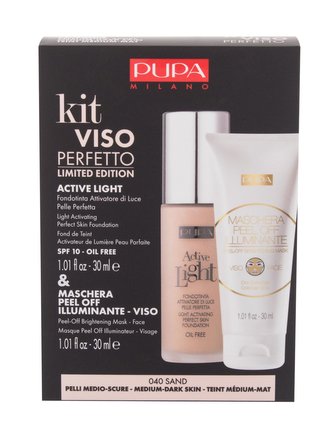 Pupa Active Light make-up Active Light Perfect Skin Foundation SPF10 30 ml + pleťová maska Maschera Peel-Off Brightening Mask 30 ml