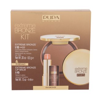 Pupa Extreme Bronze kompaktní make-up krém Extreme Bronze Foundation Waterproof SPF15 8,5 g + balzám na rty Extreme Bronze Lip Balm SPF15 4 ml