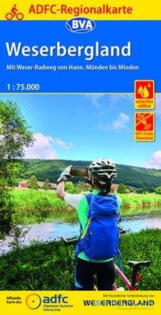 ADFC-Regionalkarte Weserbergland, 1:75.000, reiß- und wetterfest, GPS-Tracks Download
