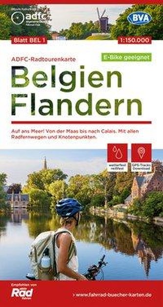 ADFC-Radtourenkarte BEL 1 Belgien Flandern,1:150.000, reiß- und wetterfest, GPS-Tracks Download - E-Bike geeignet