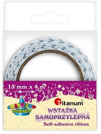 Wstążka samoprzylepna ecru w czarne groszki