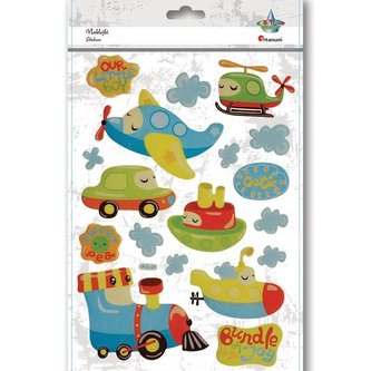 Naklejki wypukłe miękkie pojazdy mix 18szt