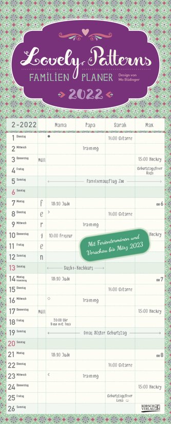 Familienplaner Lovely Patterns 2022