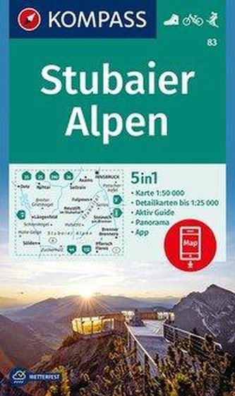 KOMPASS Wanderkarte Stubaier Alpen 1:50 000