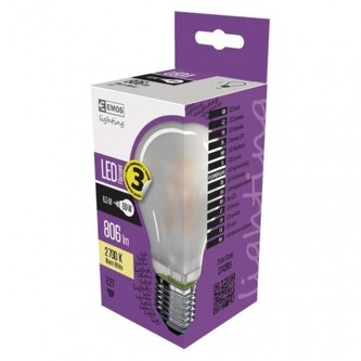 LED žárovka Filament A60 matná A++ 6,5W E27 teplá bílá