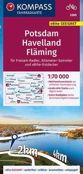 KOMPASS Fahrradkarte Potsdam, Havelland, Fläming 1:70 000