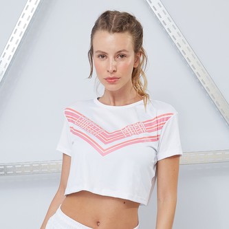 Dámské tričko CropTop Sporty Floral White - LABELLAMAFIA - Velikost M