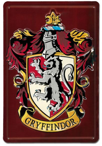Plechová dekorativní cedule na zeď Harry Potter: Gryfindor (20 x 30 cm)