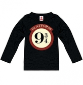 Dětské tričko Harry Potter s dlouhým rukávem: Nástupiště 9 3/4 - Platform 9 3/4 (výška 176 cm) černá bavlna
