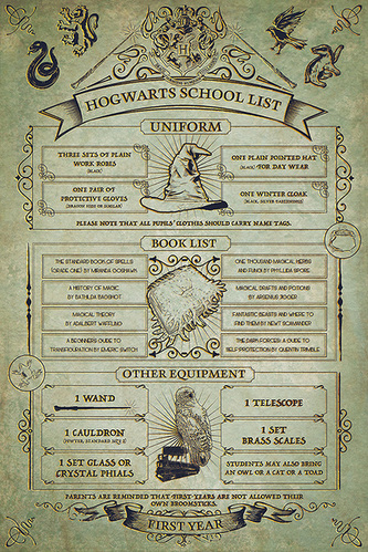 Plakát Harry Potter: Hogwarts School List (61 x 91,5 cm)