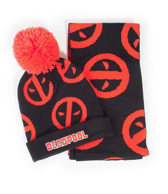 Zimní dárkový set úpletová zimní čepice a šála Marvel: Deadpool (universální)