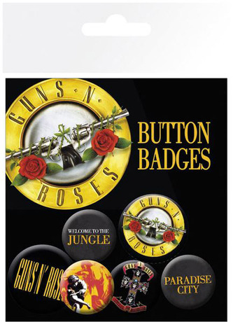 Placka Guns'n'Roses: Set 6 placek (průměr 2,5 cm|3,2 cm)