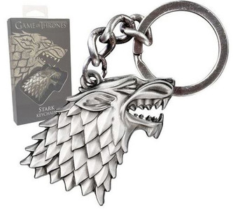 Kovová klíčenka Game Of Thrones|Hra O Trůny: 3D erb Stárků v dárkové krabičce (4 x 5,5 cm)