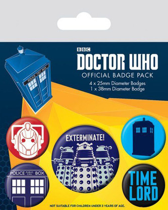 Placky Dr.Who: Exterminate set 5 kusů 25 mm 38 mm