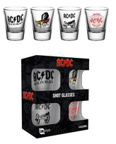 Sklenice štamprle AC/DC: Set 4 kusů (objem 60 ml|výška 6 cm)