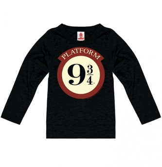 Dětské tričko Harry Potter s dlouhým rukávem: Nástupiště 9 3/4 - Platform 9 3/4 (výška 164 cm) černá bavlna