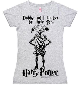Dámské tričko Harry Potter: Dobby (L) šedé bavlna