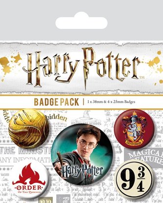 Placky Harry Potter: Erb Nebetvír - Gryffindor set 5 kusů (25 mm|38 mm)