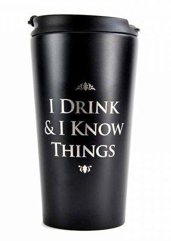 Nerezový cestovní hrnek Game of Thrones|Hra o trůny: I Drink & I Know (objem 300 ml)