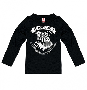 Dětské tričko Harry Potter s dlouhým rukávem: Erb Bradavic - Hogwarts Logo (výška 152 cm) černá bavlna