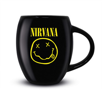 Černý keramický oválný hrnek Nirvana: Smiley (objem 425 ml)