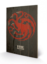Obraz Game of Thrones: Targaryen malba na dřevě (40 cm x 59 cm)