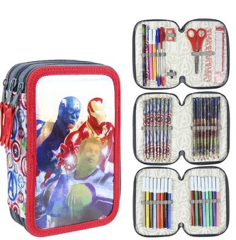 Školní trojdílné pouzdro Avengers: penál plněný - 42 položek (13 x 20 x 7 cm)