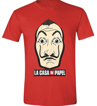 Pánské tričko La Casa De Papel|Papírový dům: Mask And Logo (XL) červené bavlna