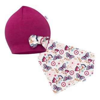 Kojenecká čepička s šátkem na krk New Baby Missy fialová - velikost 92 (18-24m)