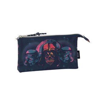 Trojitý penál na tužky Star Wars|Hvězdné Války: vzor 12001 (22 x 12 x 3 cm) modrý polyester