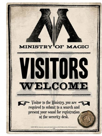 Plechová dekorativní cedule na zeď Harry Potter: Ministry Of Magic (14,8 x 21 cm)