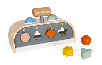 Janod Dřevěná zatloukačka a třídění tvary a barvy série Cocoon