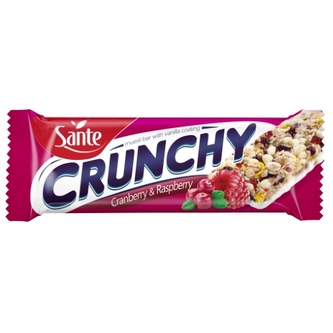 Müsli tyčinka Crunchy - Sante - cranberry and raspberry with vanilla coating - 40 g