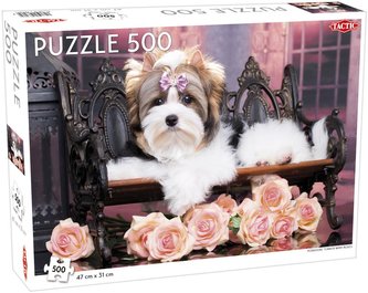 Puzzle 500 Animals: Yorkshire Terrier with Roses