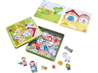 Haba Magnetická skládačka Zvířátka na farmě v kovové krabici