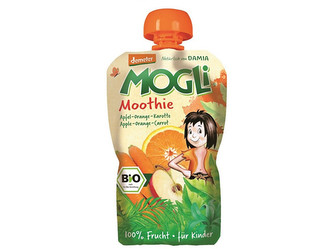 MOGLI Bio Ovocné pyré Moothie jablko pomeranč mrkev bez cukru 100 g