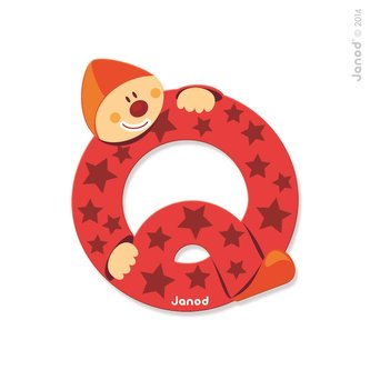 Janod Dřevěné písmenko Q ​​lepící 9 cm červené