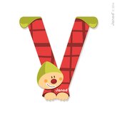 Janod Dřevěné písmenko V lepící 9 cm červené