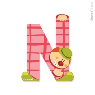 Janod Dřevěné písmenko N lepící 9 cm modré zelené oranžové růžové
