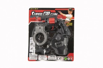 Pistole na kapsle, s pouzdrem a pouty na kartě, 8 ran, plast 13 cm