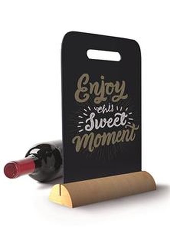 Stolní tabulka Securit Silhouette WOOD CARRY s popisovatelným povrchem s madlem + popisovač