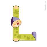 Janod Dřevěné písmenko L lepící 9 cm modré zelené fialové oranžové