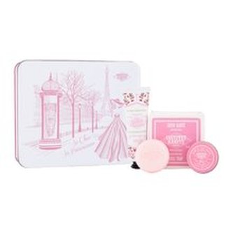 Institut Karite Light Hand Cream krém na ruce Light Hand Cream Rose Mademoiselle 30 ml + tuhé mýdlo Shea Soap Rose Mademoiselle 100 g + tuhé mýdlo Shea Soap Rose Mademoiselle 1 ks + univerzální tělové máslo Scented Shea Butter Rose Mademoiselle 10 ml + pl